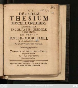 Decadem Thesium Miscellanearum
