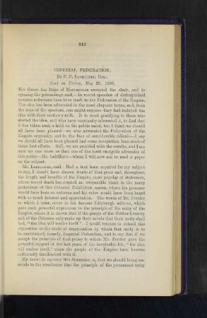 1. Imperial Federation. By F. P. Labilliere, Esq.