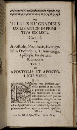De Titulis Et Gradibus Ecclesiasticis In Primitiva Ecclesia.