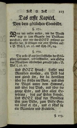 Das erste Kapitel. Von dem göttlichen Ebenbilde.