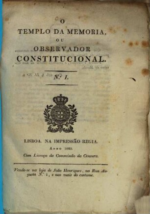 O templo da memoria, ou observador constitucional, 1