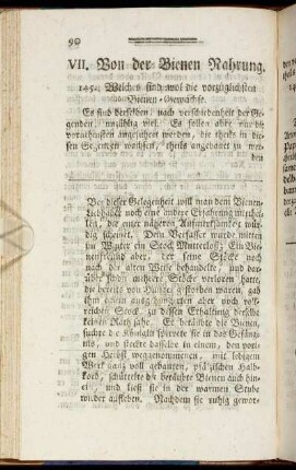 VII. Von der Bienen Nahrung.