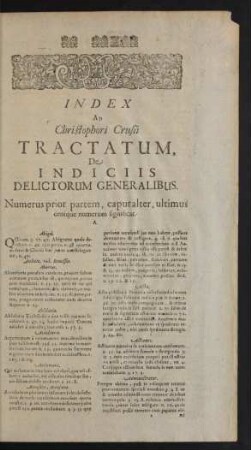 Index Ad Christophori Crusii Tractatum, De Indiciis Delictorum Generalibus