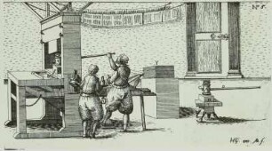 Buchdruckerpresse, Stich 1613
