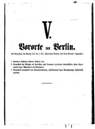 V. Vororte von Berlin