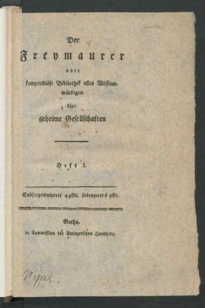 Heft 1: Compendiöse Bibliothek der gemeinnützigsten Kenntnisse für alle Stände