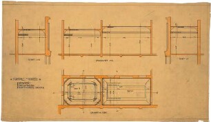 Billing, Hermann; Mannheim (Baden-Württemberg); Kunsthalle - Oberlichtsäle (Grundriss, Querschnitt, Längsschnitt)
