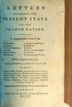 Letters concerning the present state of the French nation