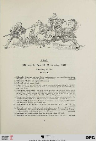 I. Tag: Mittwoch, den 13. November 1912 Vormittag 10 Uhr (Nr. 1-121)