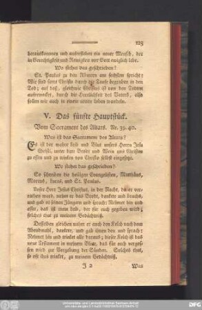 V. Das fünfte Hauptstück. Vom Sacrament des Altars.