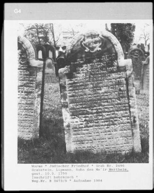 Grabstein von Lipmann, Sohn des Me'ir Wertheim (gestorben 1750.03.10)