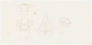 Tankstelle: Lageplan 1:500, Grundriss, Ansicht 1:100, Axometrie