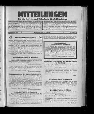 Jahrgang 1931, Hamburg, den 22. Februar, Nummer 8