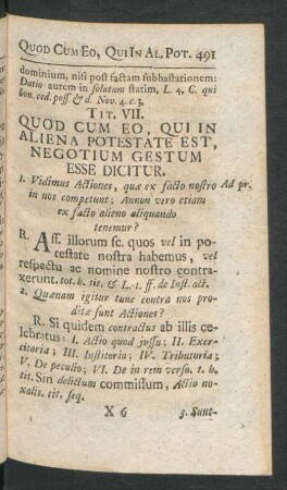 Tit. VII. Quod Cum Eo, Qui In Aliena Potestate Est, Negotium Gestum Esse Dicitur