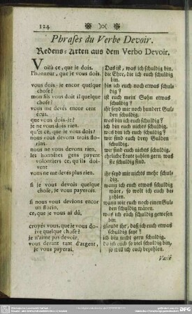 Phrases du Verbe Devoir. Redens-Arten aus dem Verbo Devoir