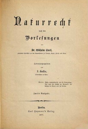 Naturrecht nach den Vorlesungen
