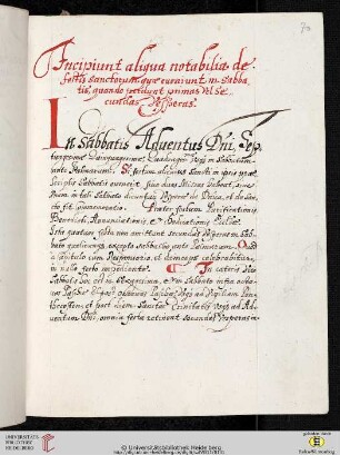 Notabilia de festis sanctorum