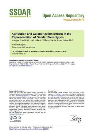 Attribution and Categorization Effects in the Representation of Gender Stereotypes