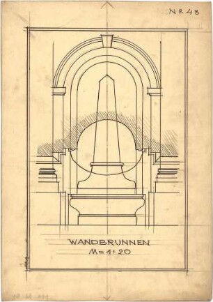 Pfann, Paul; Übungsblätter zur Perspektive - Wandbrunnen (Ansicht m. Schnitt)