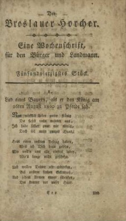 Breslauer Horcher, Fünfundvierzigstes Stück