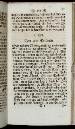 §. XVI. Von dem Predigen.