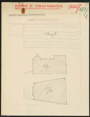 Stadttheater, Fürth: Layout-Skizze, drei Seiten