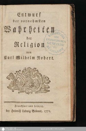 Entwurf der vornehmsten Wahrheiten der Religion