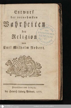 Entwurf der vornehmsten Wahrheiten der Religion