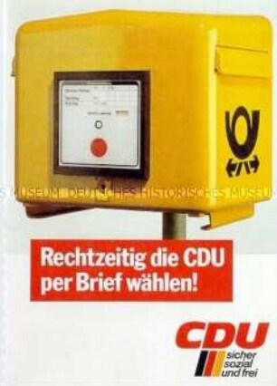 Flugschrift der CDU zur Bundestagswahl 1983 mit Informationen zur Briefwahl