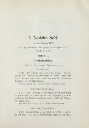 C. Badisches Gesetz vom 25. Februar 1879 Das Forststrafrecht und Forststrafverfahren betr.