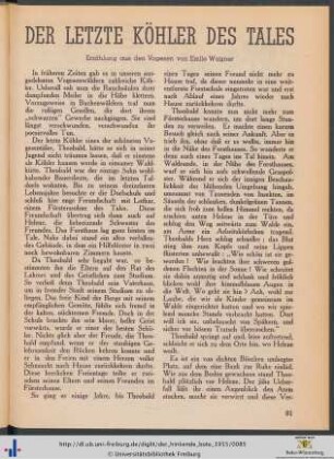Der letzte Köhler des Tales: Erzählung aus den Vogesen.