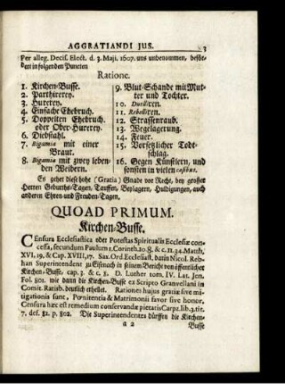 Quoad Primum. Kirchen-Busse. - Quoad Nonum. Incestus.