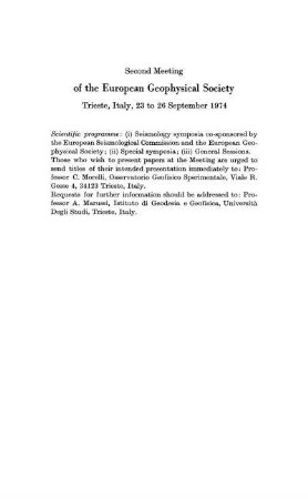 Second meeting of the European Geophysical Society
