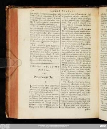 Thesis Vicesima Octava, De Providentia Dei.