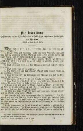 ¬Die¬ Sündfluth : Behandlung auf der Oberstufe einer mehrklassigen gehobenen Volksschule ; (Schluß zu Heft II., S. 157)