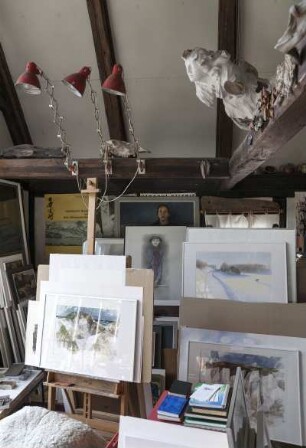 Atelier des Illustrators, Grafikers und Malers Werner Juza (1924-2022), Wachau bei Radeberg