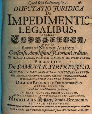 Disp. iur. de impedimentis legalibus, germ. Ehehalten