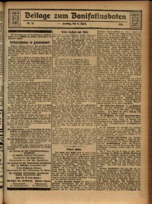 Zweite Ausgabe vom Sonntag, den 09. April 1916.