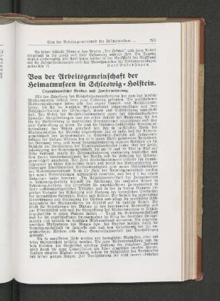 Von der Arbeitsgemeinschaft der Heimatmuseen in Schleswig=Holstein.