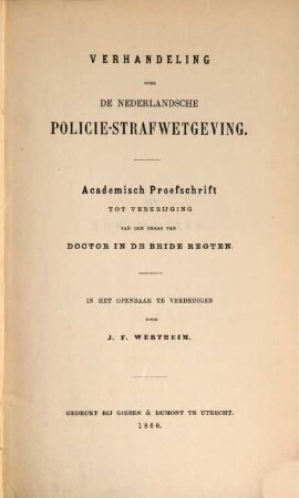 Dissertatio juridica inauguralis, De politiae delictis jure nostro : Inaug. Diss.