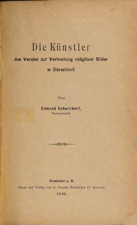 Die Künstler des Vereins zur Verbreitung Religiöser Bilder in Düsseldorf
