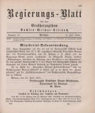 55. Ministerial-Bekanntmachung, die Erhebung einer Nachsteuer von Branntwein im Vordergericht Ostheim betreffend