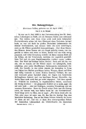 Ein Siebzigjähriger : (Hermann Gallee, geboren am 18. April 1848)