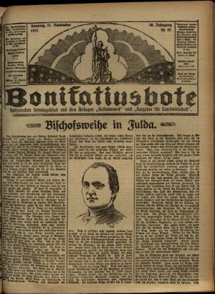 Erste Ausgabe vom Sonntag, den 11. September 1921.