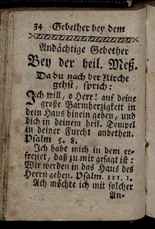 Andächtige Gebether bey der heil. Meß.