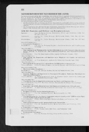 III. Sonderforschungsbereiche (SFB)
