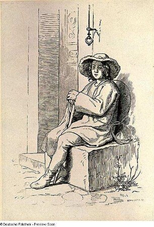 Drahtflechterbub vor der Haustür Richter, Adrian Ludwig