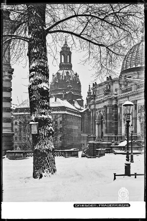 Dresden im Schnee, Frauenkirche und Lipsiusbau