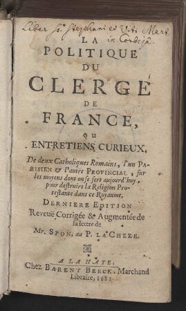 La politique du clergé de France