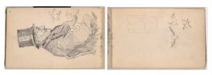 Porträt eines Mannes mit Zylinderlinks), fliegende Vögel (rechts)